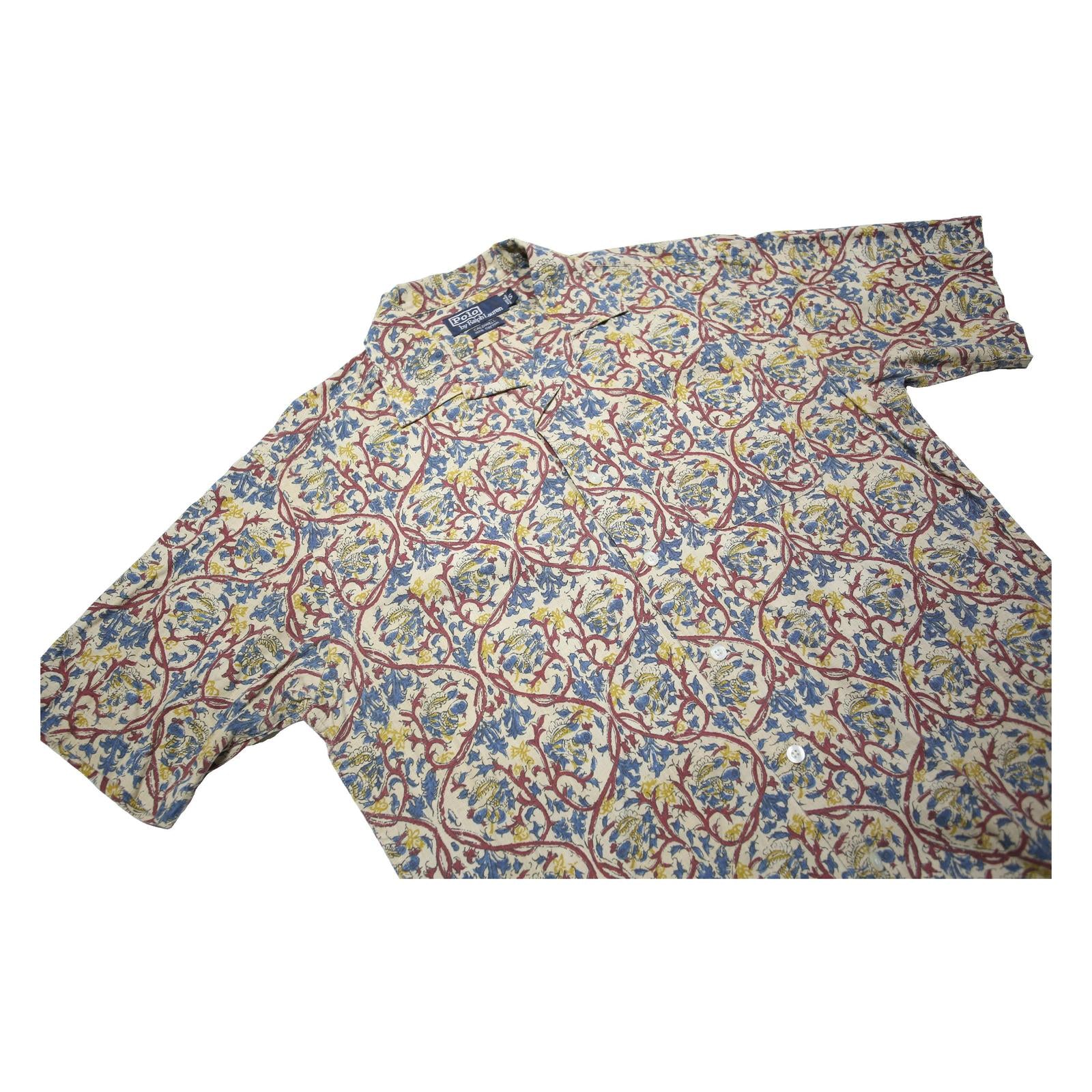 POLO RALPH LAUREN Caldwell Mens Cream Printed Shirt S Cotton Patterned Summer