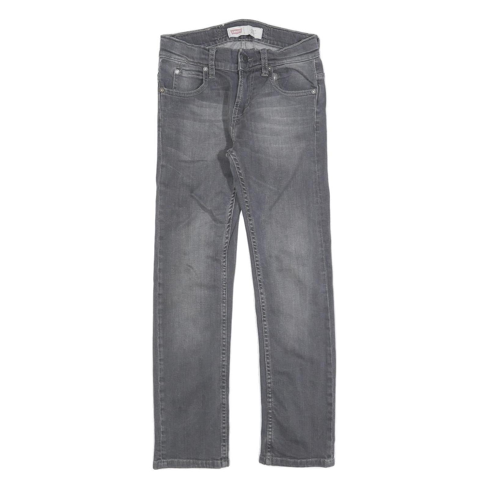 LEVI'S 511 Slim Girls Jeans Grey Denim W25 L25 Cotton Blend Zip Closure