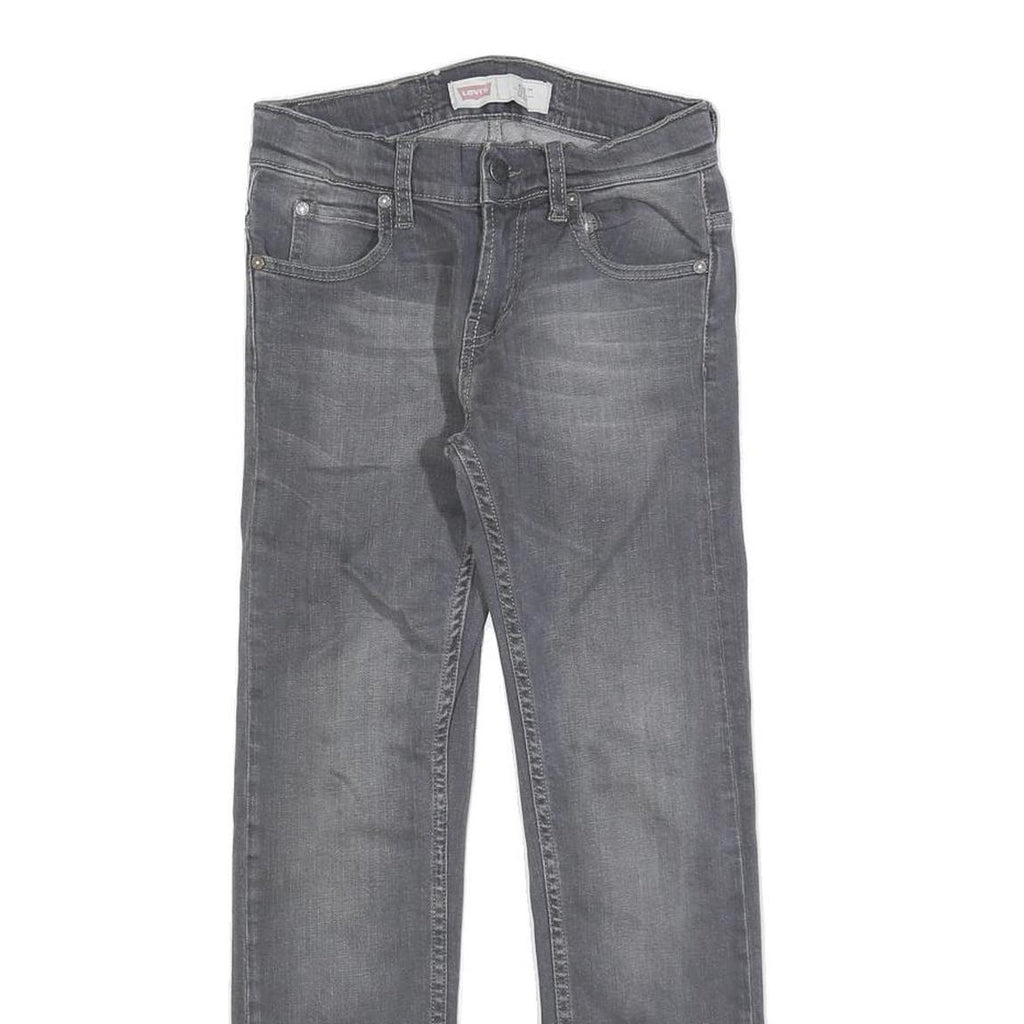LEVI'S 511 Slim Girls Jeans Grey Denim W25 L25 Cotton Blend Zip Closure