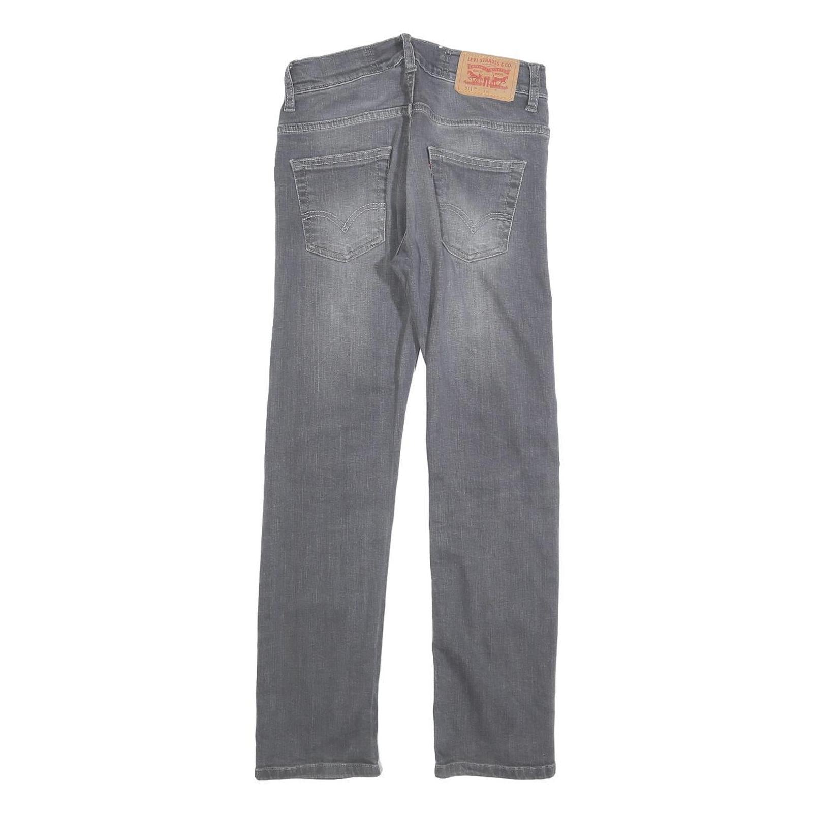 LEVI'S 511 Slim Girls Jeans Grey Denim W25 L25 Cotton Blend Zip Closure