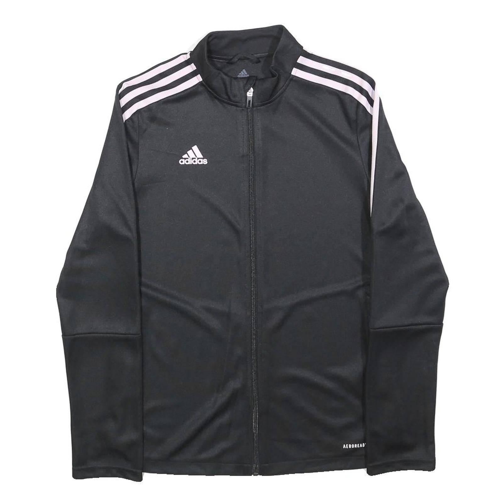 ADIDAS Womens Black & Pink Track Jacket S Polyester Zip Athletic Sportswear