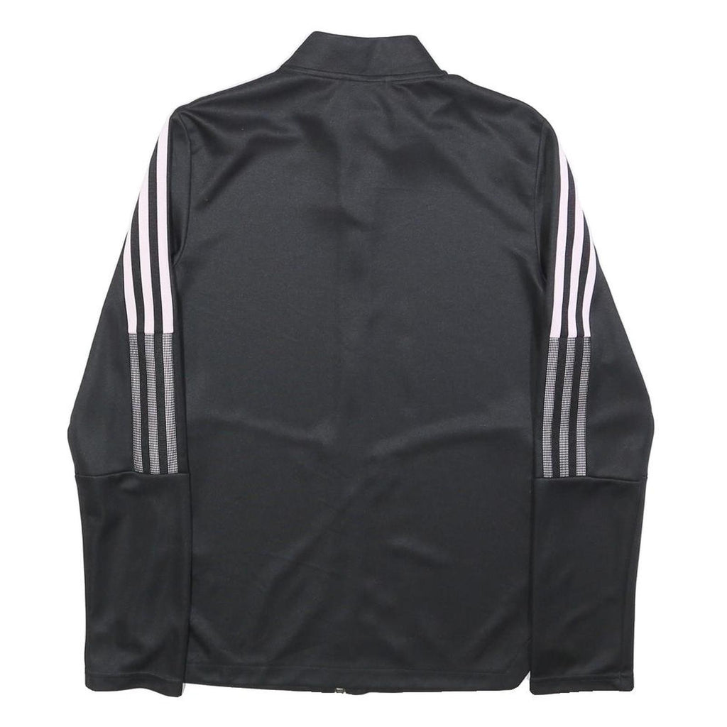 ADIDAS Womens Black & Pink Track Jacket S Polyester Zip Athletic Sportswear