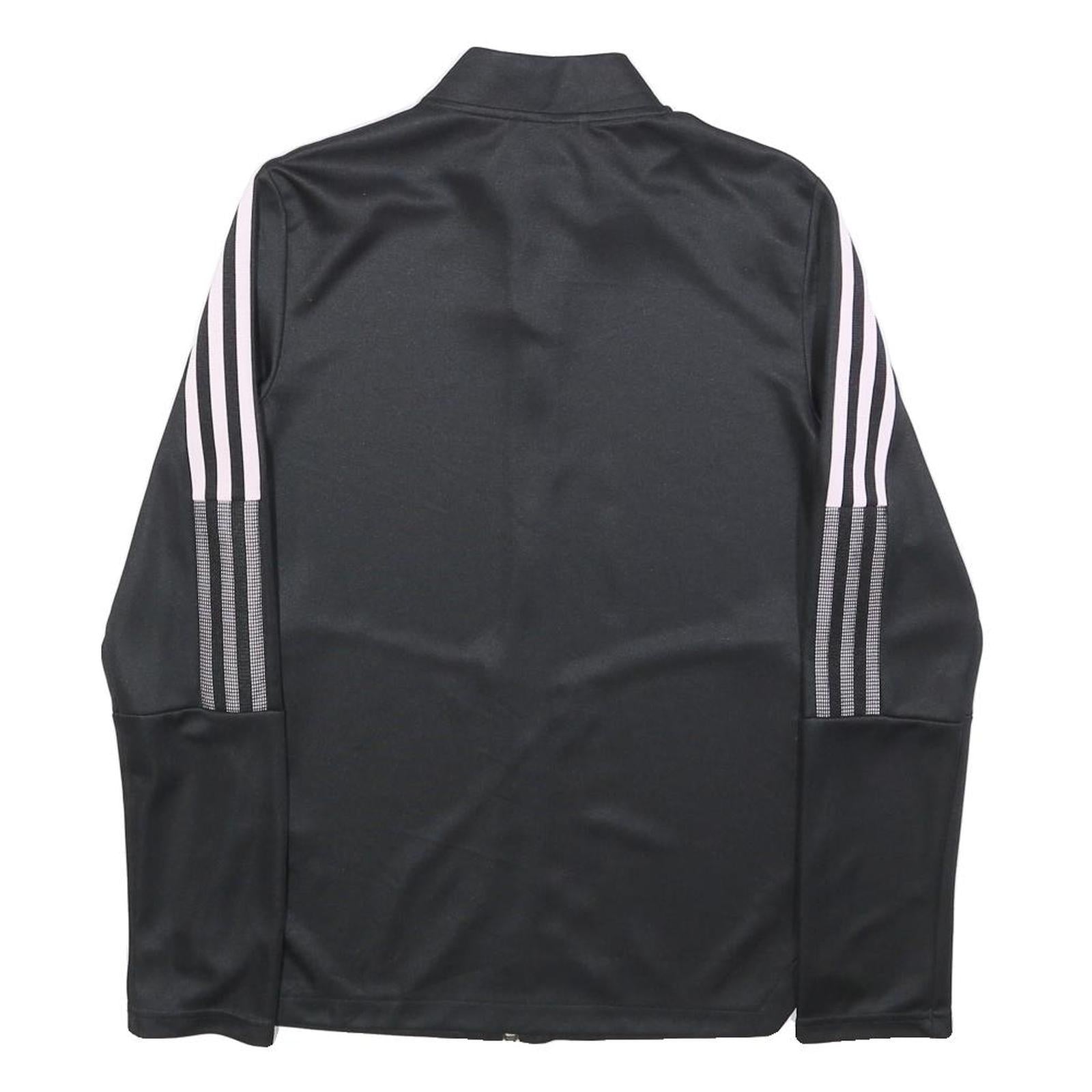 ADIDAS Womens Black & Pink Track Jacket S Polyester Zip Athletic Sportswear