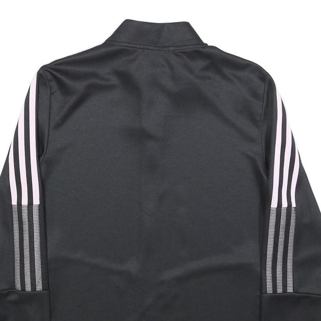 ADIDAS Womens Black & Pink Track Jacket S Polyester Zip Athletic Sportswear