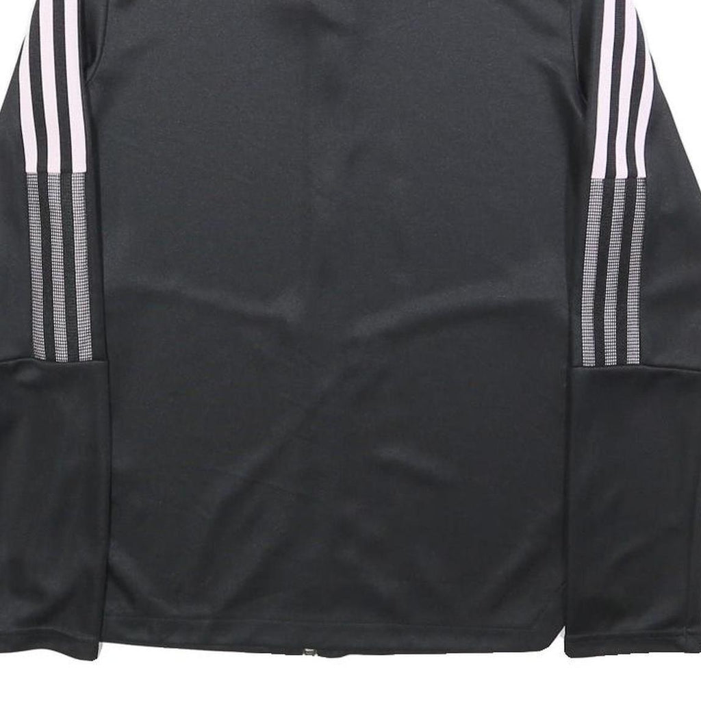 ADIDAS Womens Black & Pink Track Jacket S Polyester Zip Athletic Sportswear