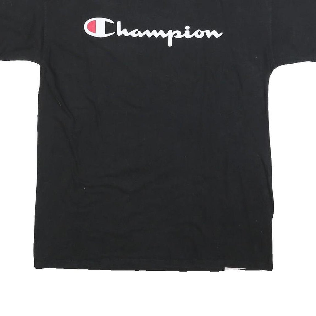 CHAMPION Mens Black Cotton Blend Graphic T-Shirt L Crew Neck Short Sleeve