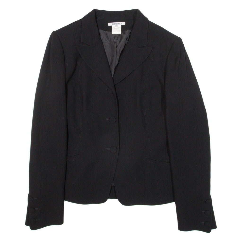 GEORGES RECH Womens Blazer Jacket Black Knit Wool M