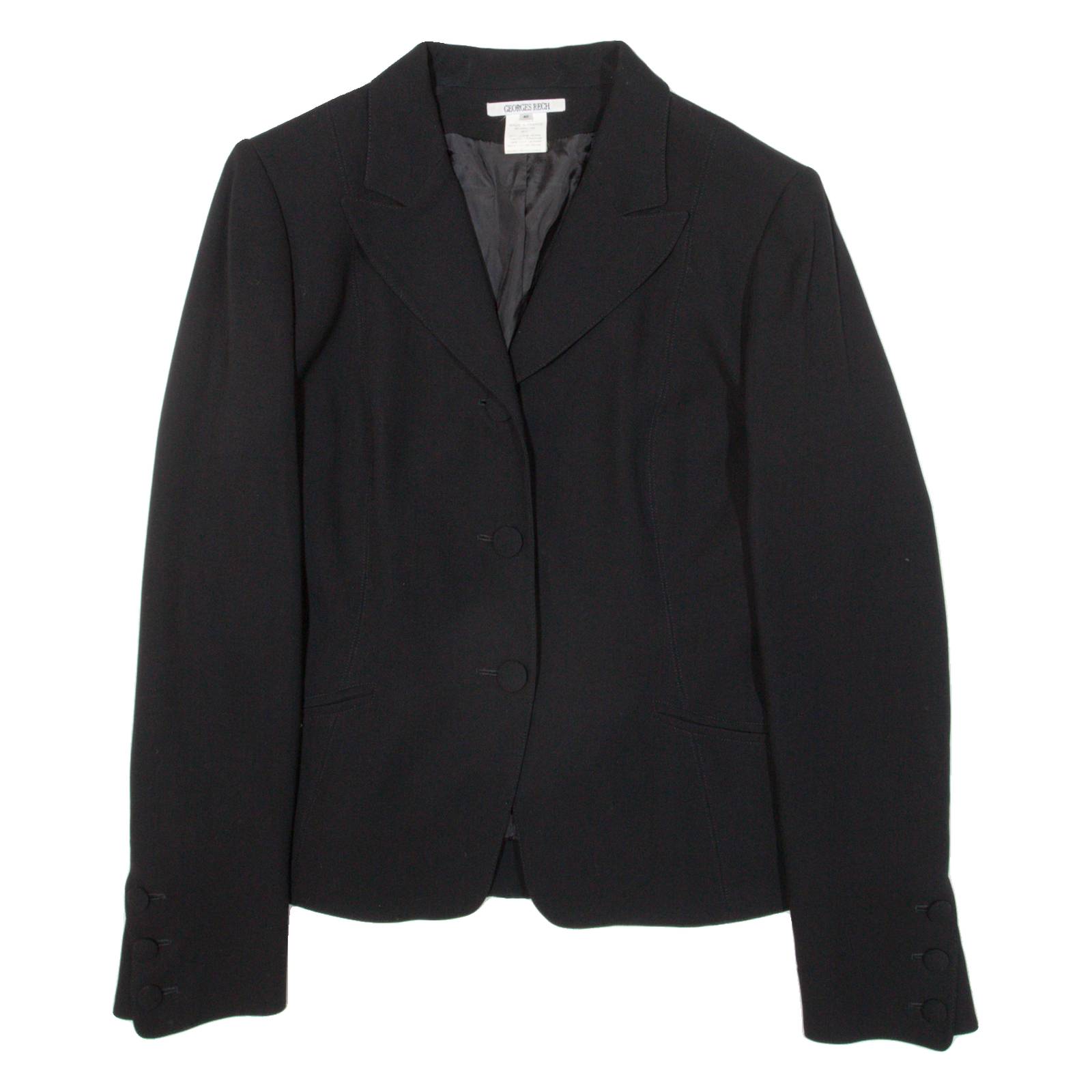GEORGES RECH Womens Blazer Jacket Black Knit Wool M