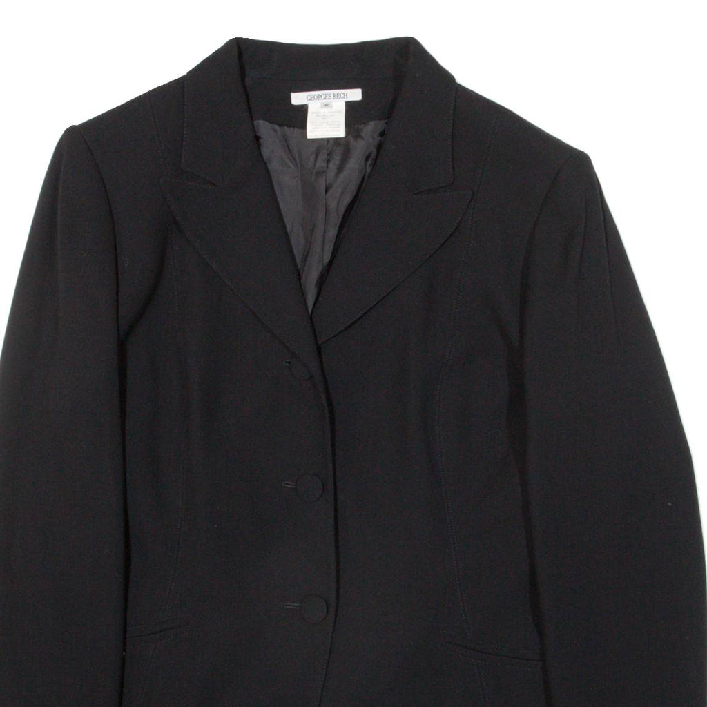 GEORGES RECH Womens Blazer Jacket Black Knit Wool M