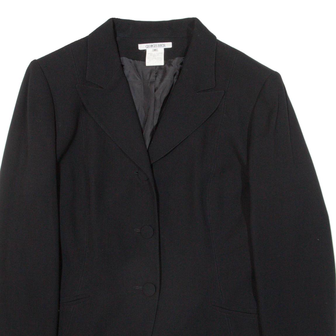 GEORGES RECH Womens Blazer Jacket Black Knit Wool M