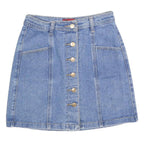 MY STYLE Womens Blue Denim Mini Cotton Skirt XS Button Front Pockets