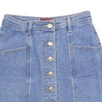 MY STYLE Womens Blue Denim Mini Cotton Skirt XS Button Front Pockets