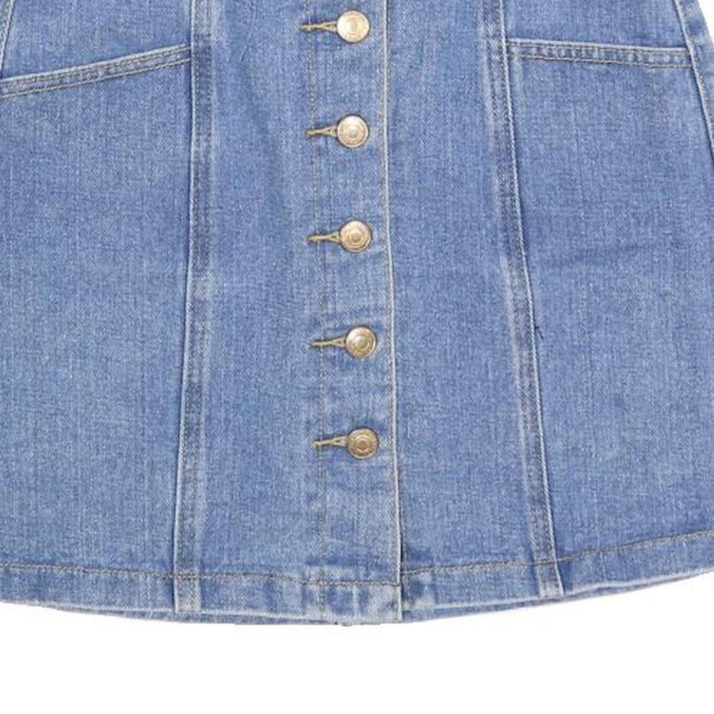 MY STYLE Womens Blue Denim Mini Cotton Skirt XS Button Front Pockets