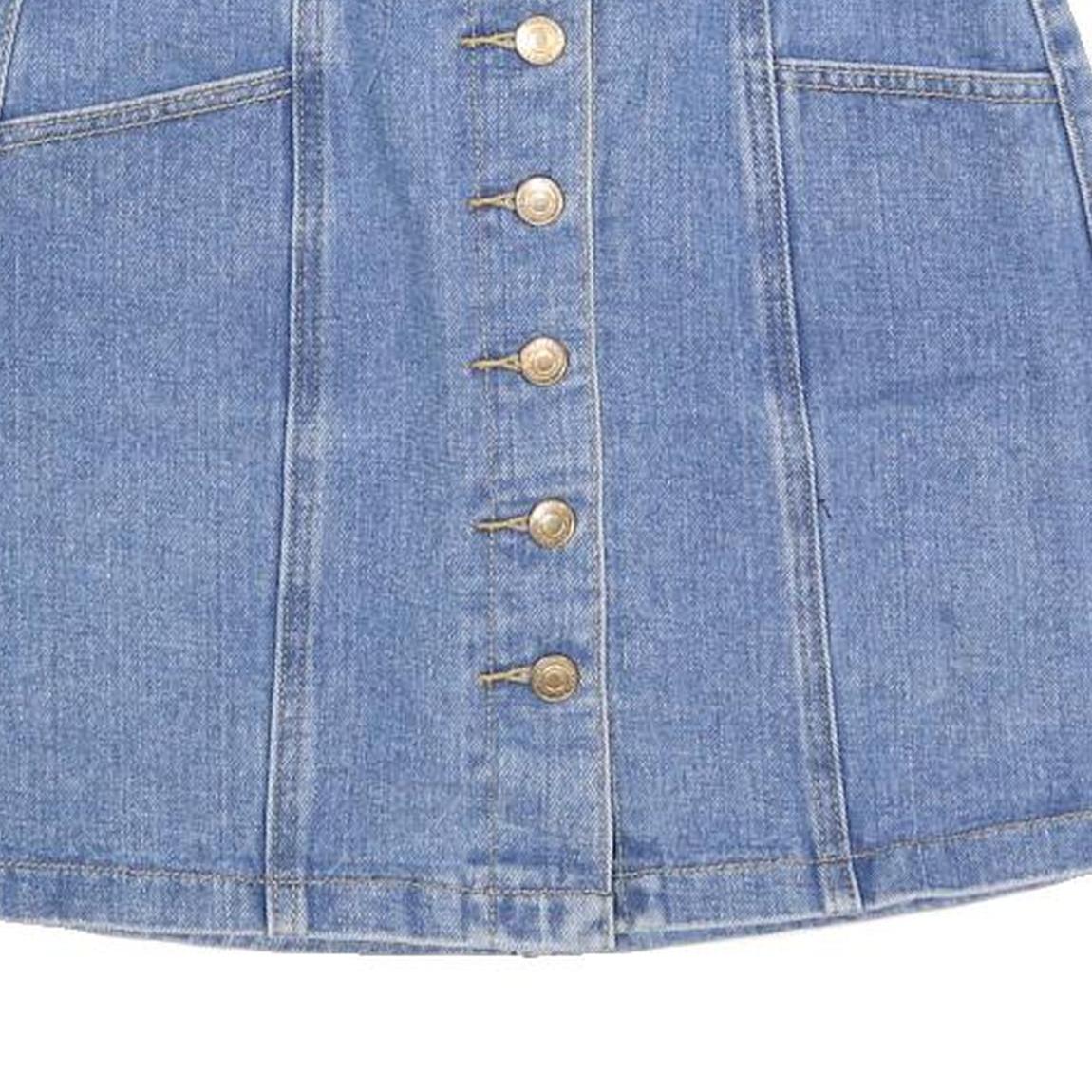 MY STYLE Womens Blue Denim Mini Cotton Skirt XS Button Front Pockets