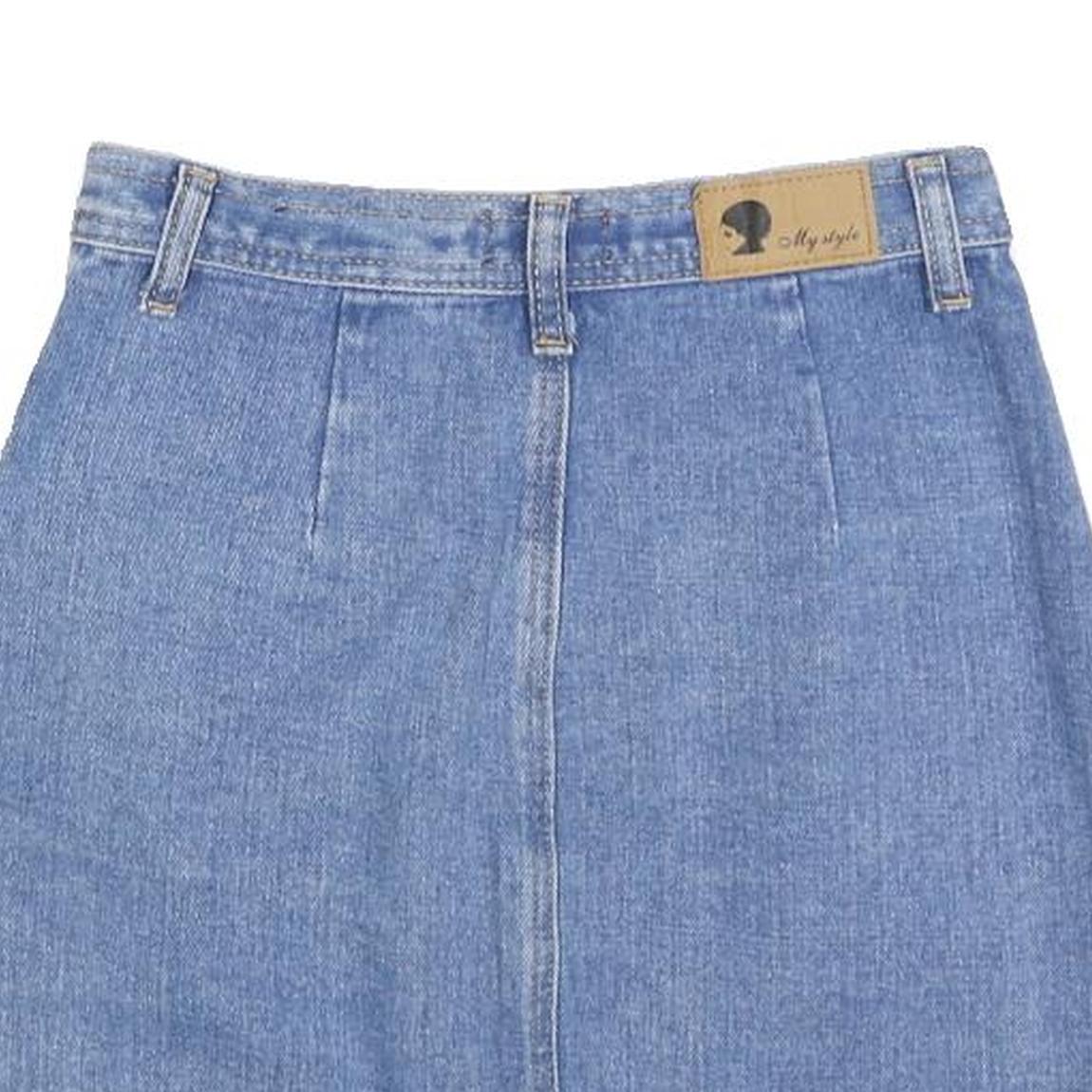 MY STYLE Womens Blue Denim Mini Cotton Skirt XS Button Front Pockets