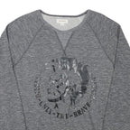 DIESEL Mens Grey Sweatshirt S Crew Neck Cotton Blend Pullover Logo Print