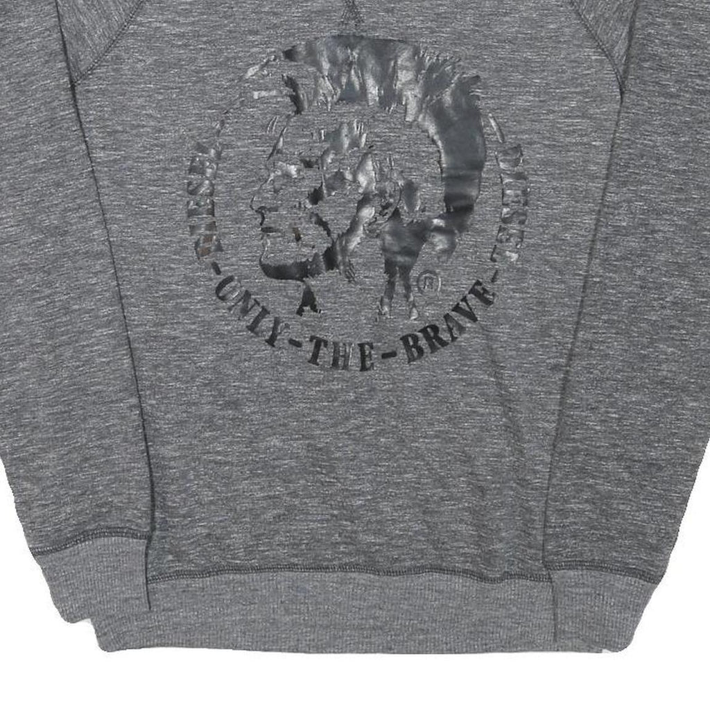 DIESEL Mens Grey Sweatshirt S Crew Neck Cotton Blend Pullover Logo Print