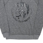 DIESEL Mens Grey Sweatshirt S Crew Neck Cotton Blend Pullover Logo Print