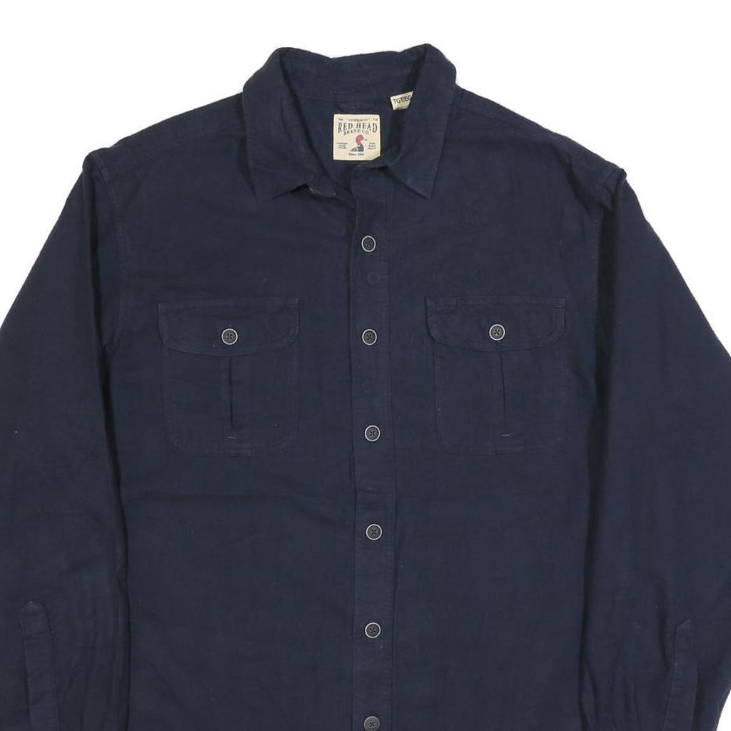 REDHEAD Mens Navy Blue Shirt XL Cotton Blend Button Long Sleeve Casual