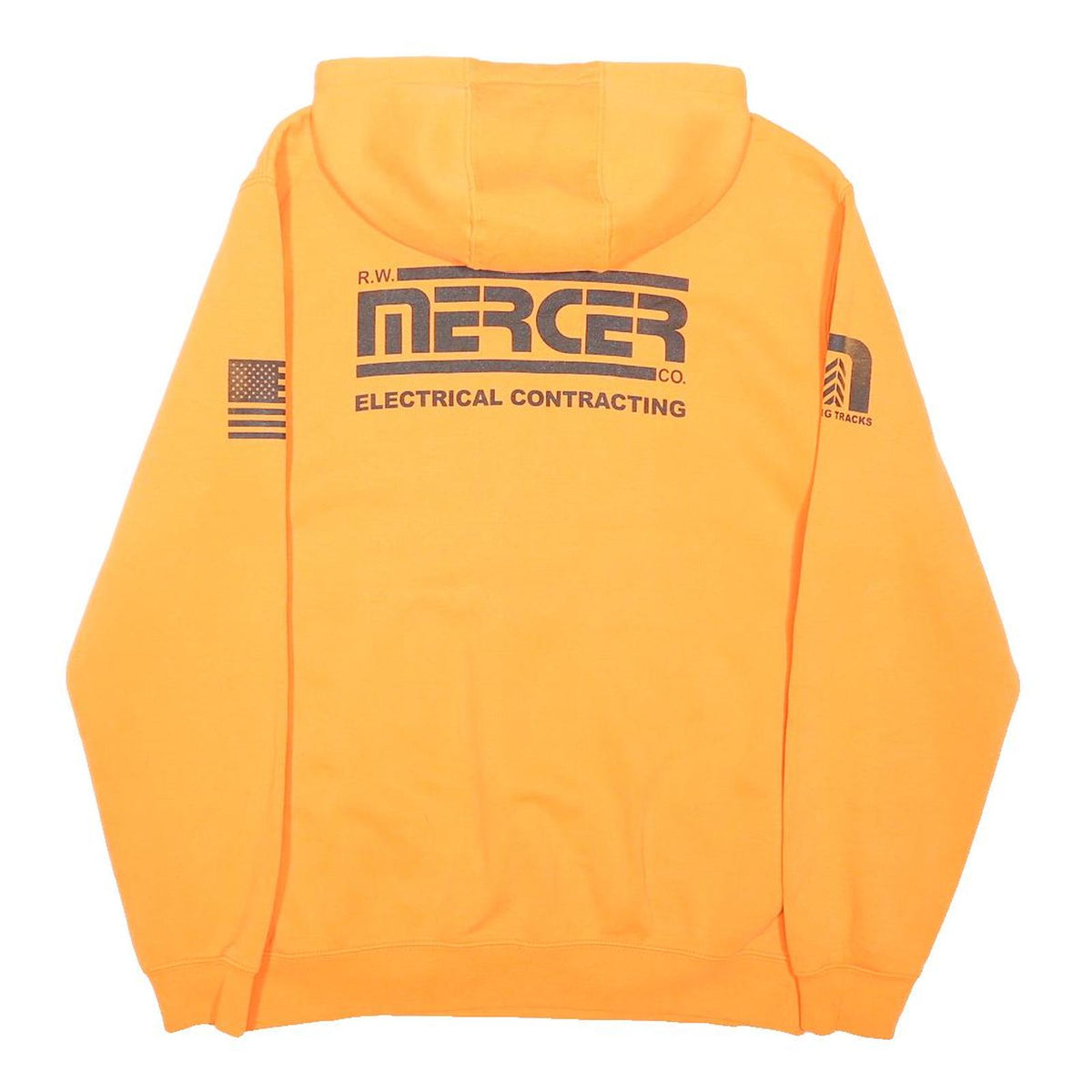 CARHARTT Mens Orange Pullover Hoodie M Electrical Contracting Workwear