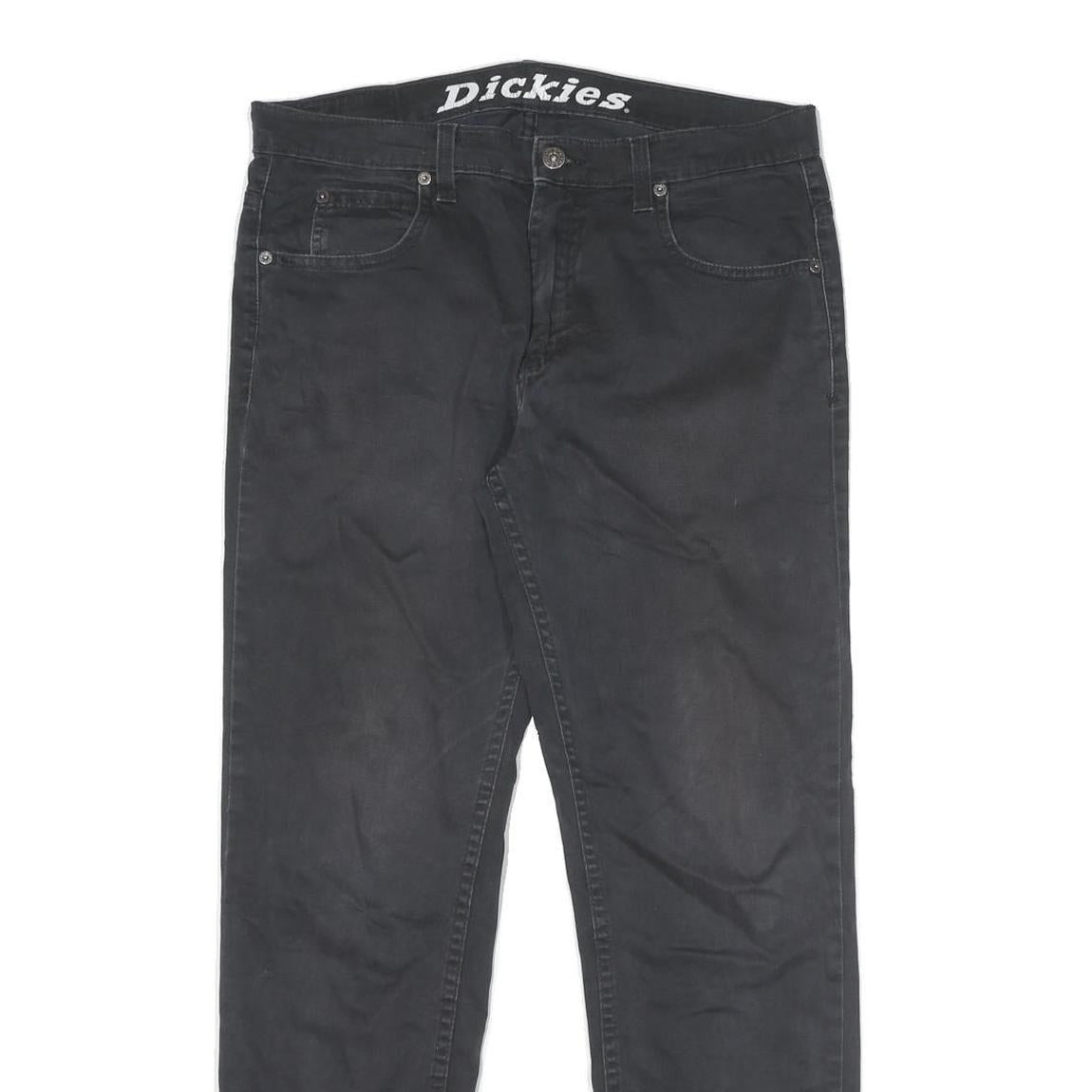 DICKIES Mens Cotton Blend Black Regular Fit Straight Trousers W30 L30 Workwear