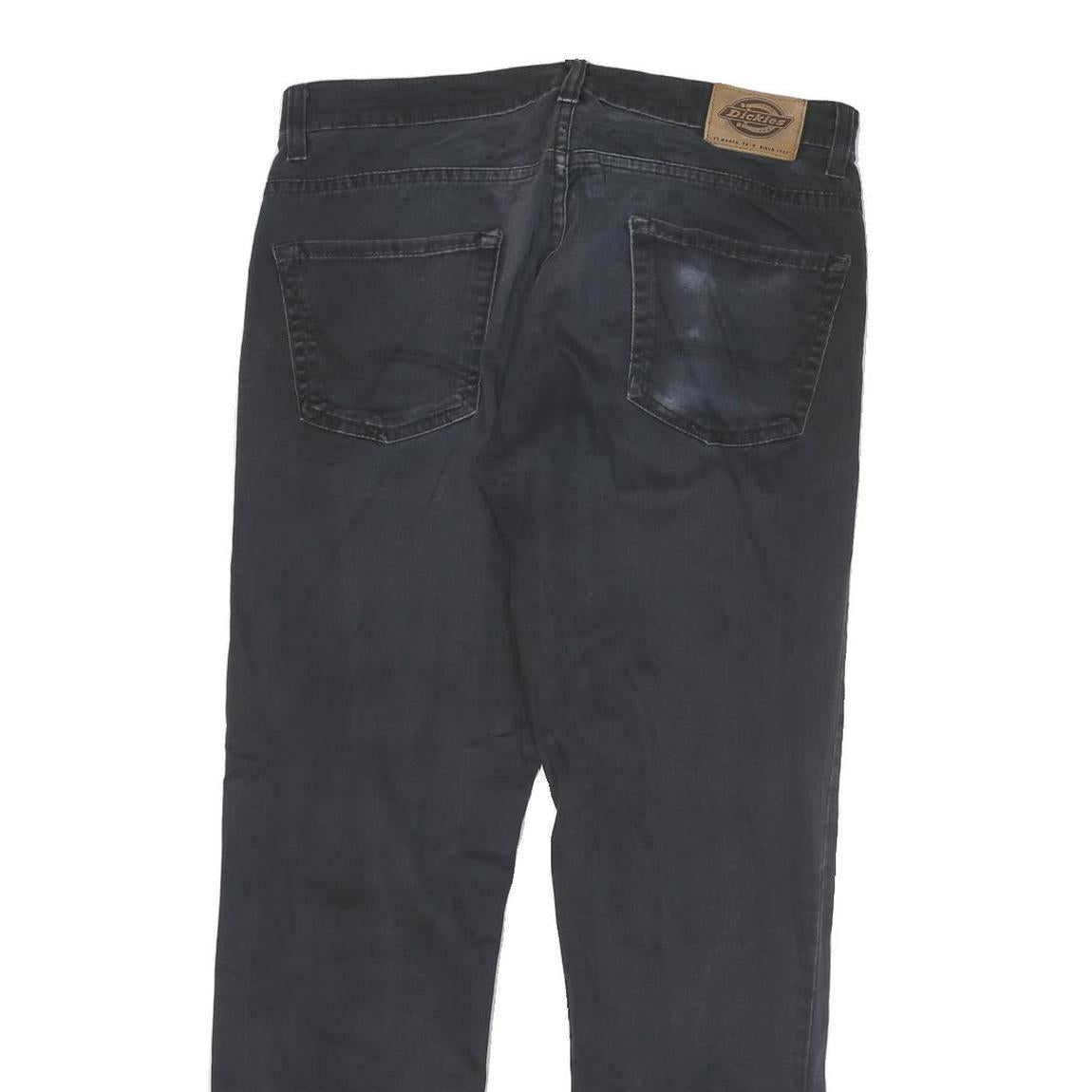 DICKIES Mens Cotton Blend Black Regular Fit Straight Trousers W30 L30 Workwear