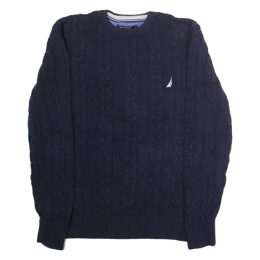 NAUTICA Mens Jumper Blue Crew Neck Cable Knit L