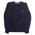 NAUTICA Mens Jumper Blue Crew Neck Cable Knit L