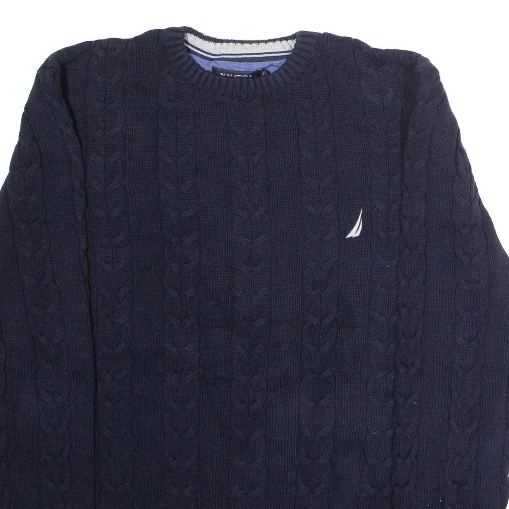 NAUTICA Mens Jumper Blue Crew Neck Cable Knit L