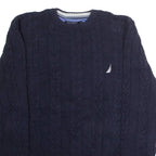 NAUTICA Mens Jumper Blue Crew Neck Cable Knit L