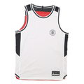 Mens White Black Red Sleeveless Sports Style L Crew Neck Basketball Jersey