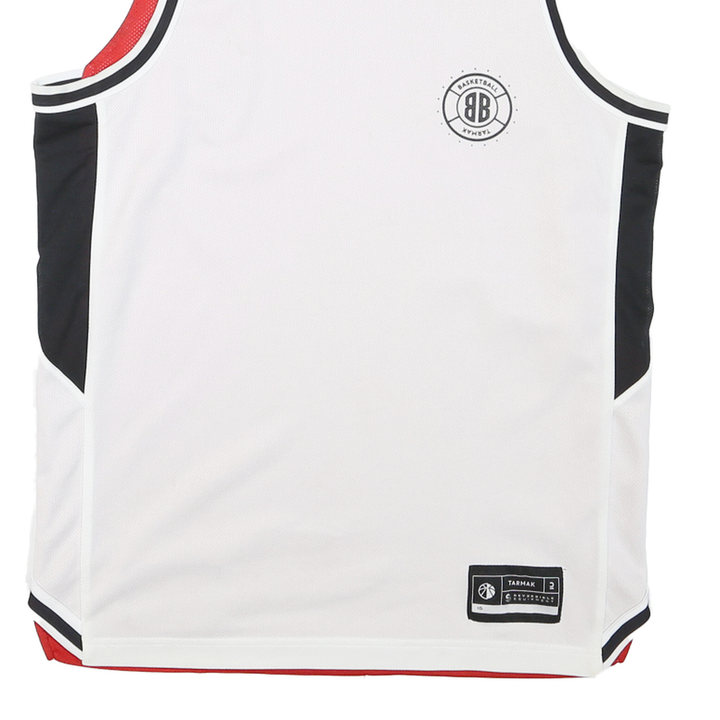 Mens White Black Red Sleeveless Sports Style L Crew Neck Basketball Jersey