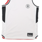 Mens White Black Red Sleeveless Sports Style L Crew Neck Basketball Jersey