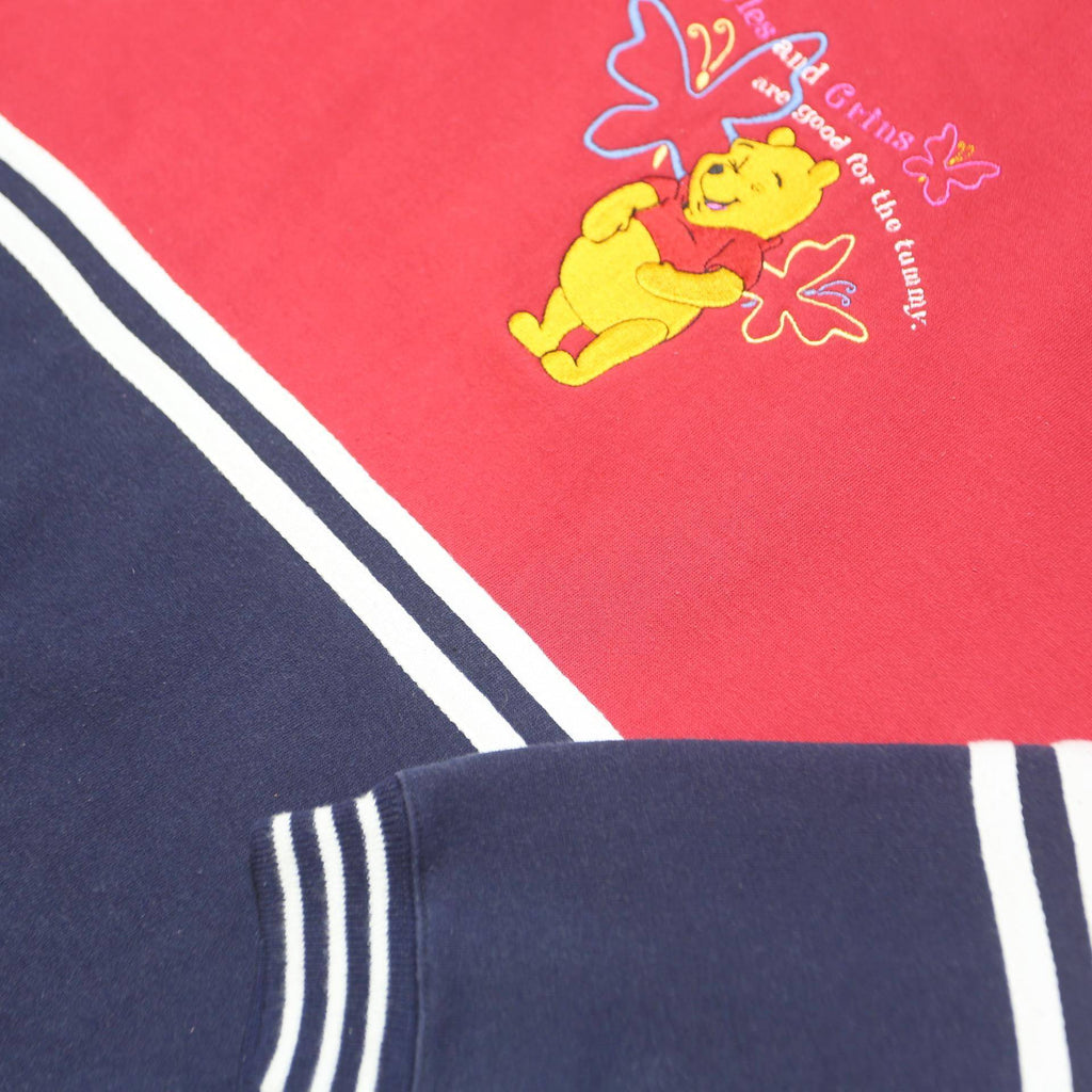 DISNEY Womens Red & Navy Winnie The Pooh Crew Neck XL Cartoon Sweatshirt