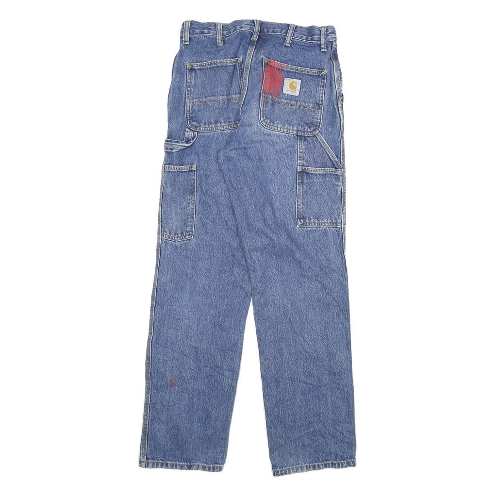 CARHARTT Mens Regular Blue Denim Medium Jeans W28 L31 Workwear Utility Zip
