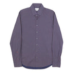 CALVIN KLEIN Mens Blue & Pink Patterned Shirt S Cotton Blend Formal Long Sleeve