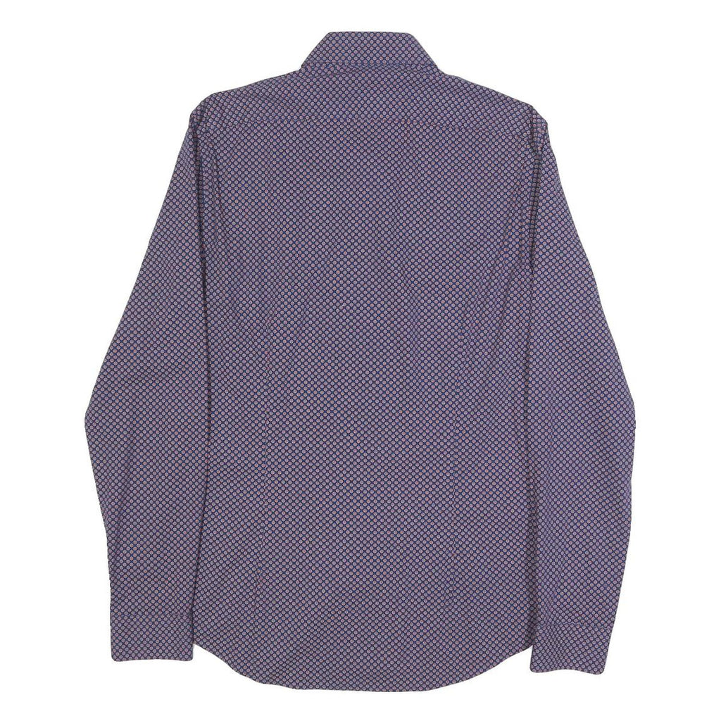 CALVIN KLEIN Mens Blue & Pink Patterned Shirt S Cotton Blend Formal Long Sleeve