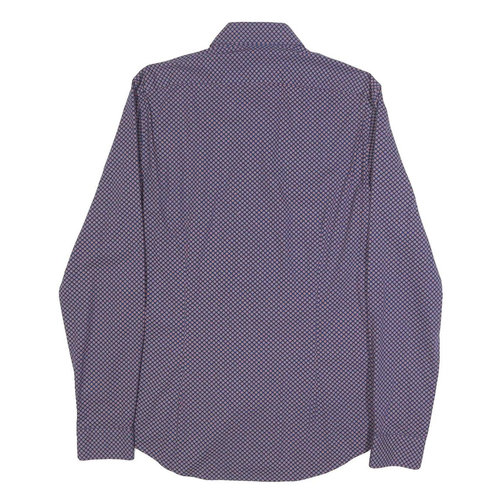 CALVIN KLEIN Mens Blue & Pink Patterned Shirt S Cotton Blend Formal Long Sleeve