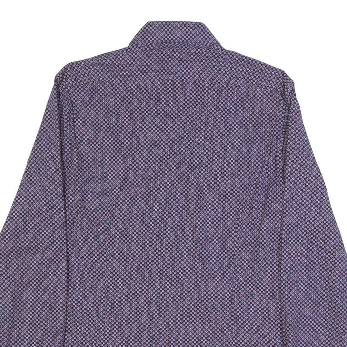 CALVIN KLEIN Mens Blue & Pink Patterned Shirt S Cotton Blend Formal Long Sleeve