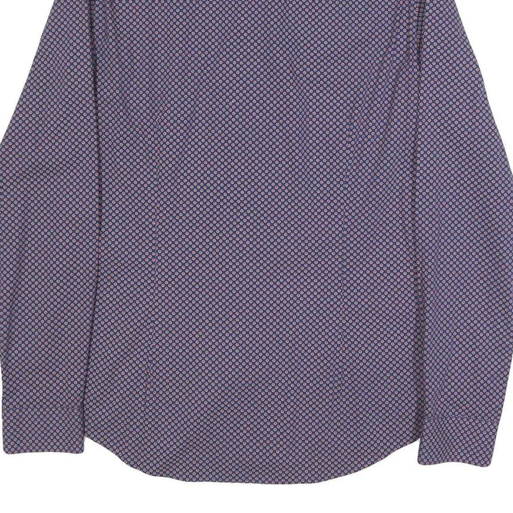 CALVIN KLEIN Mens Blue & Pink Patterned Shirt S Cotton Blend Formal Long Sleeve