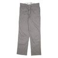 DICKIES Mens Cotton Blend Grey Regular Fit Straight Leg Trousers W32 L32