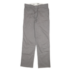 DICKIES Mens Cotton Blend Grey Regular Fit Straight Leg Trousers W32 L32
