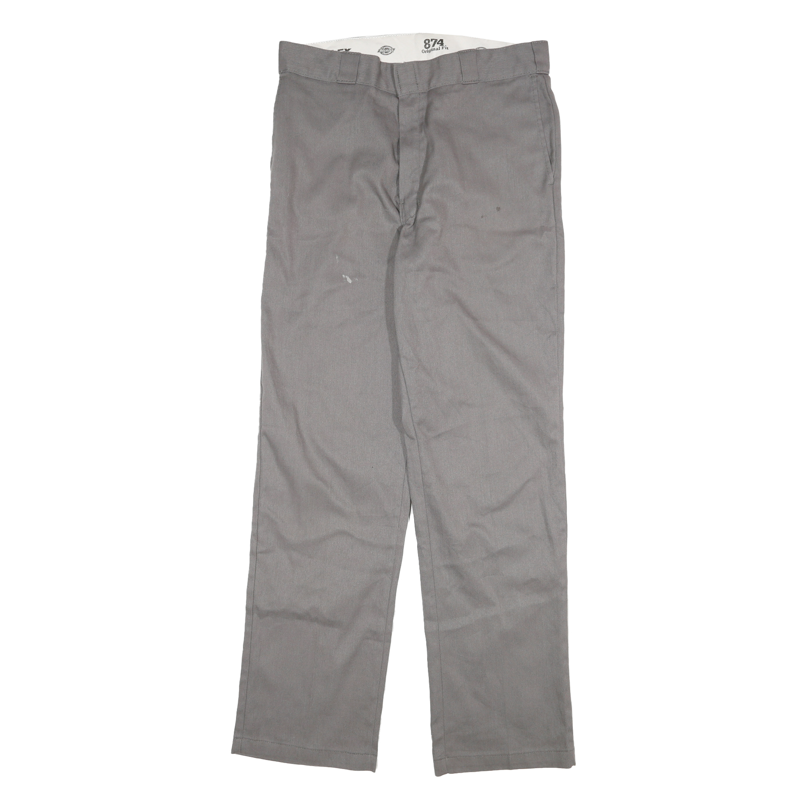 DICKIES Mens Cotton Blend Grey Regular Fit Straight Leg Trousers W32 L32