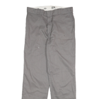DICKIES Mens Cotton Blend Grey Regular Fit Straight Leg Trousers W32 L32