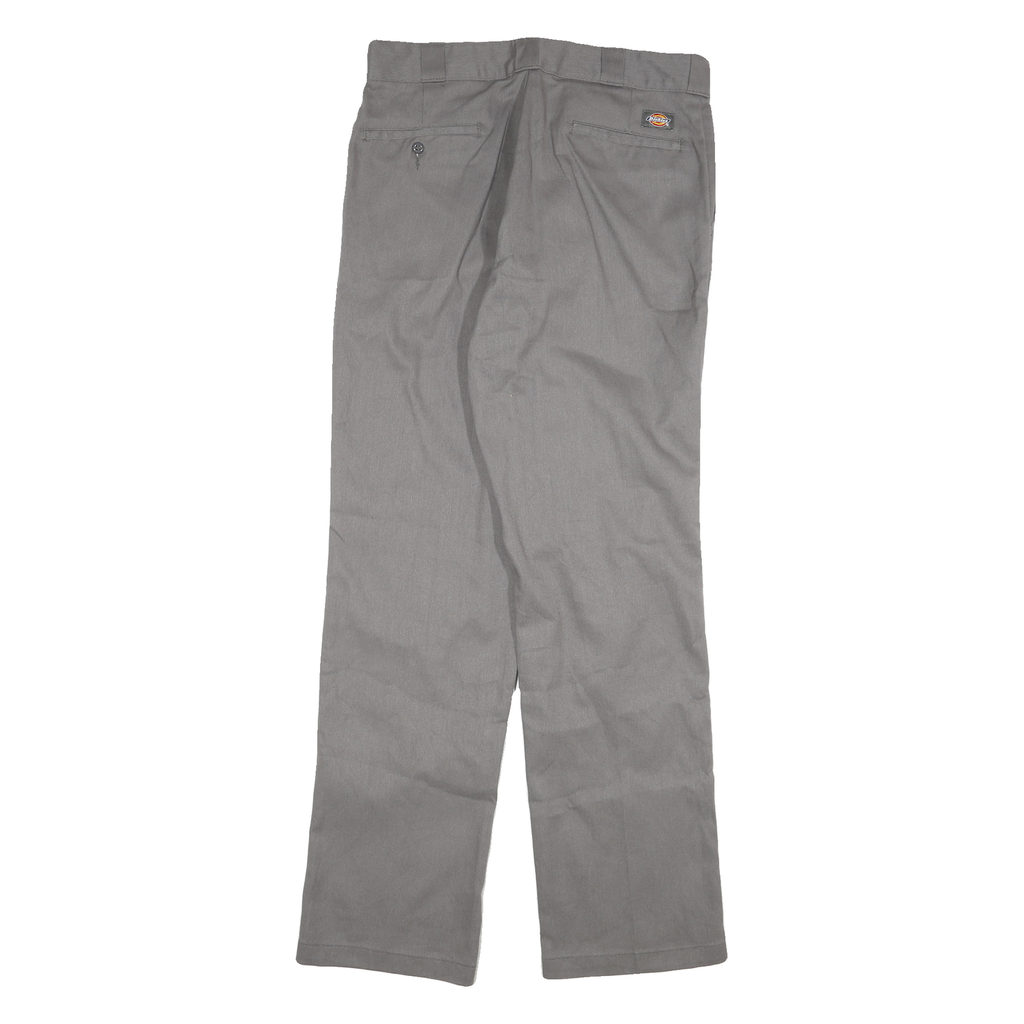 DICKIES Mens Cotton Blend Grey Regular Fit Straight Leg Trousers W32 L32