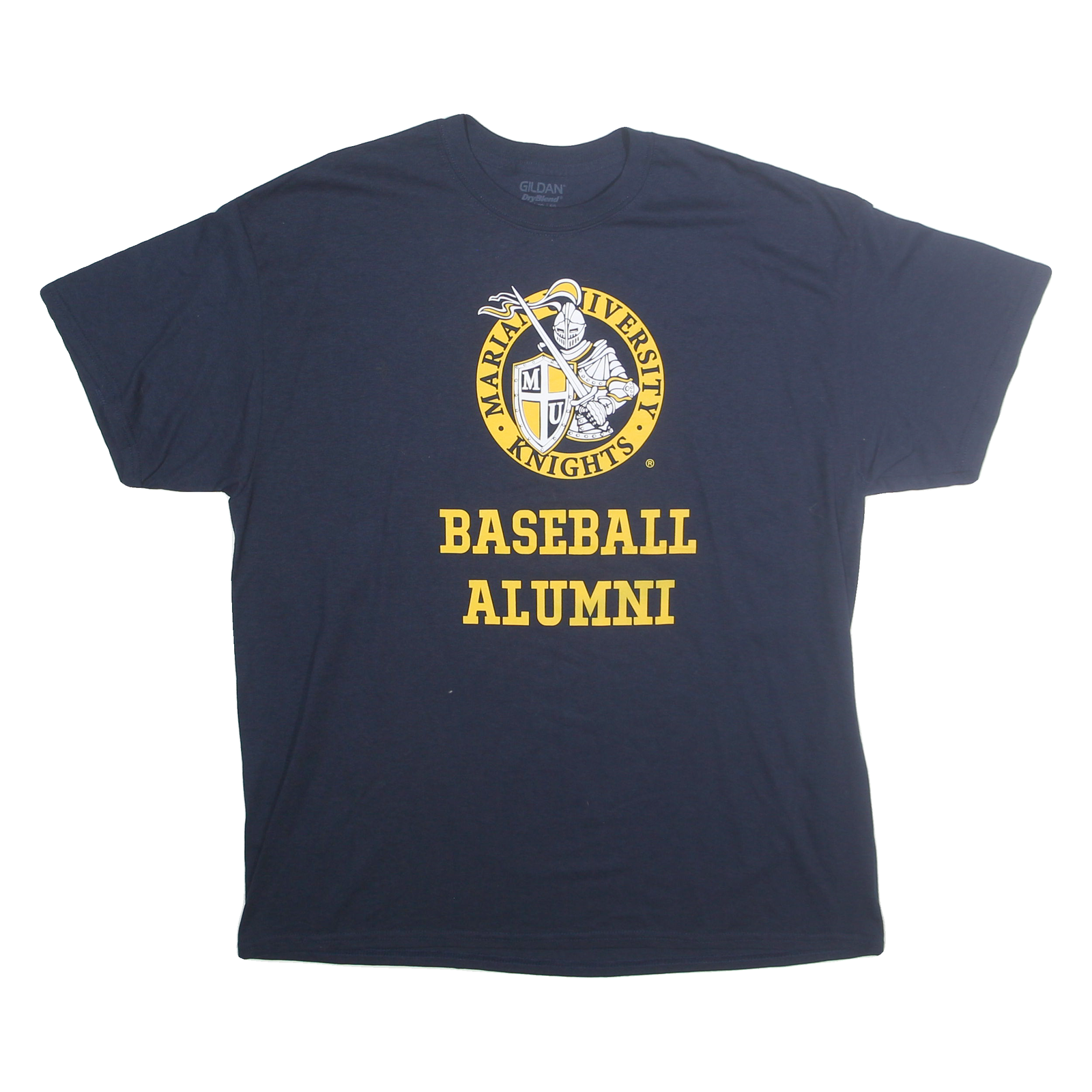 GILDAN Mens Navy Blue Marian University Knights Baseball Alumni T-Shirt XL Short
