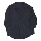 ZARA Womens Navy Basic Top Long Sleeve Collar Shirt M Lightweight