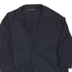 ZARA Womens Navy Basic Top Long Sleeve Collar Shirt M Lightweight