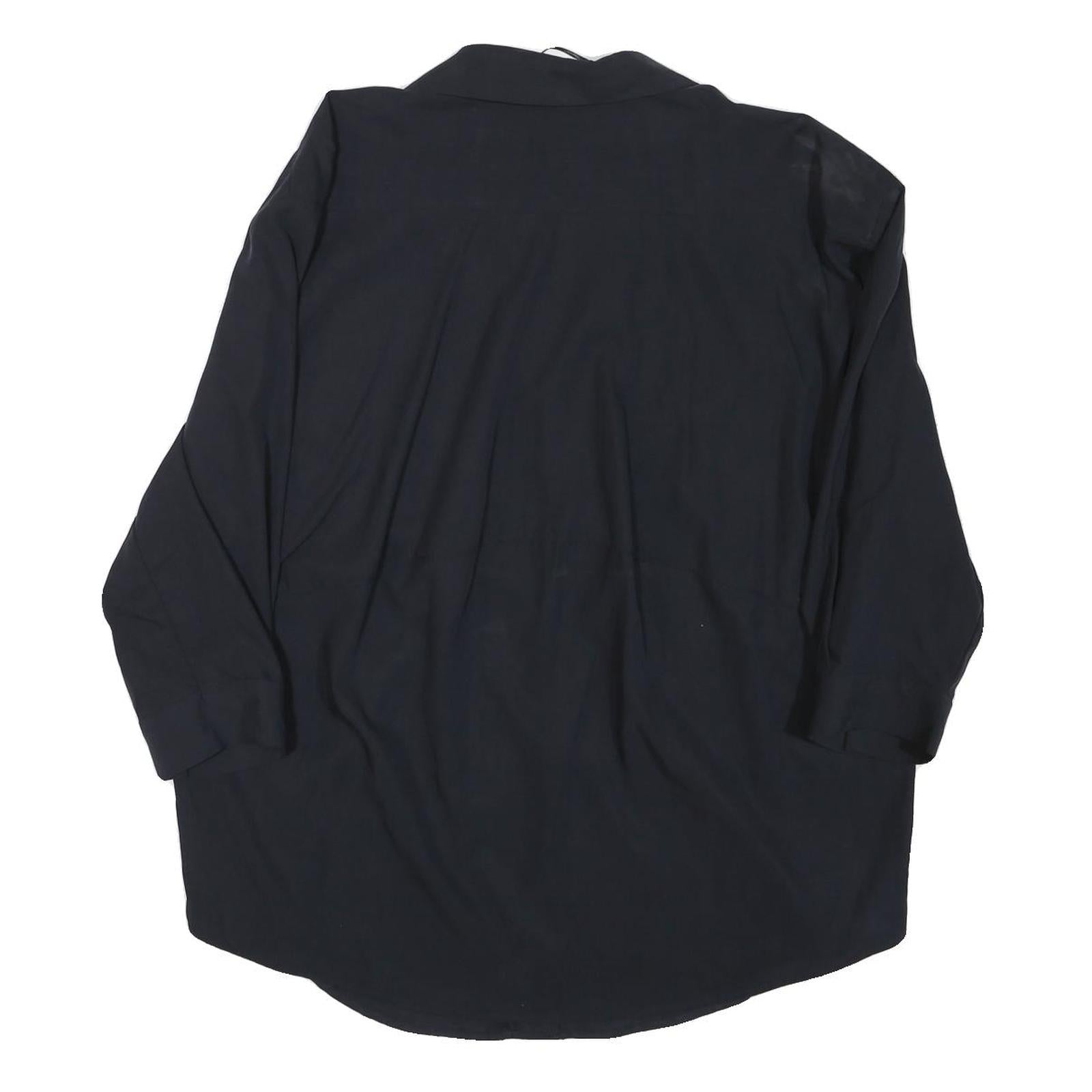 ZARA Womens Navy Basic Top Long Sleeve Collar Shirt M Lightweight