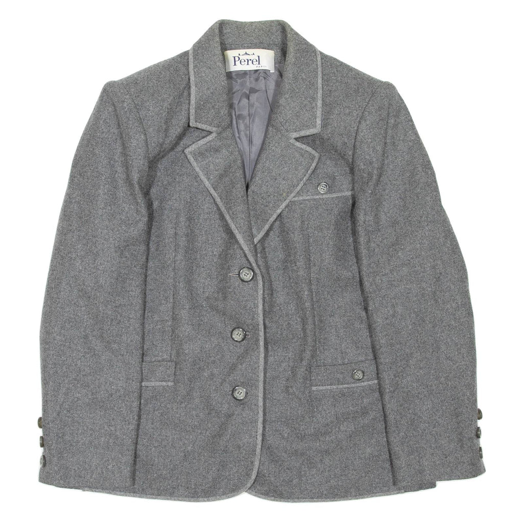 PEREL PARIS Womens Blazer Coat Grey Wool M